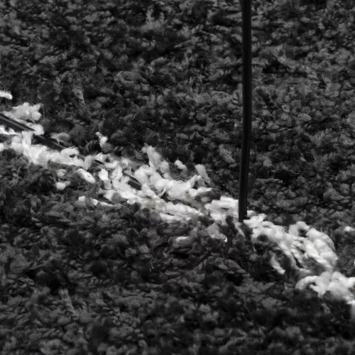  PAMPLONA fekete és krém bolyhos modern szőnyeg Ø 240 cm