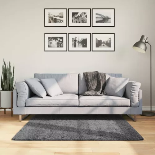  OVIEDO antracitszürke rövid szálú szőnyeg 120 x 120 cm