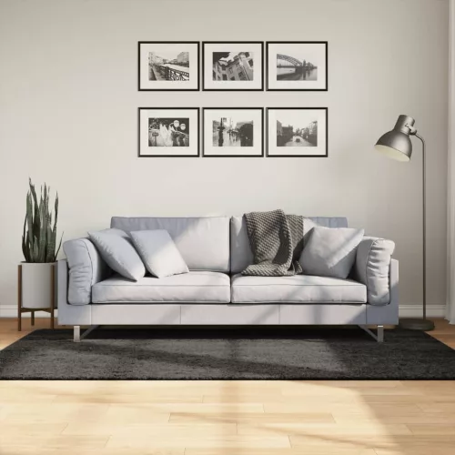  ISTAN antracitszürke hosszú szálú fényes szőnyeg 100 x 200 cm
