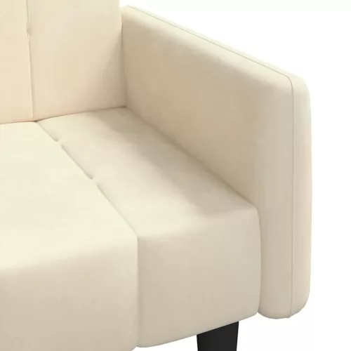  kétszemélyes krémszínű bársony kanapéágy
