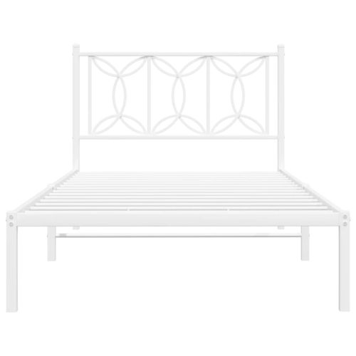  fehér fém ágykeret fejtámlával 107x203 cm