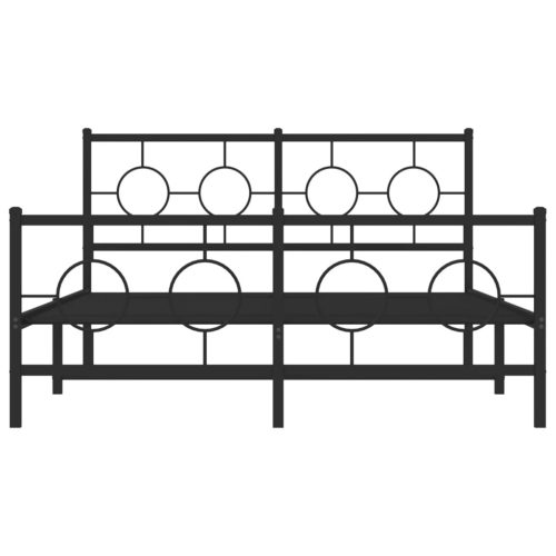  fekete fém ágykeret fej- és lábtámlával 140 x 200 cm