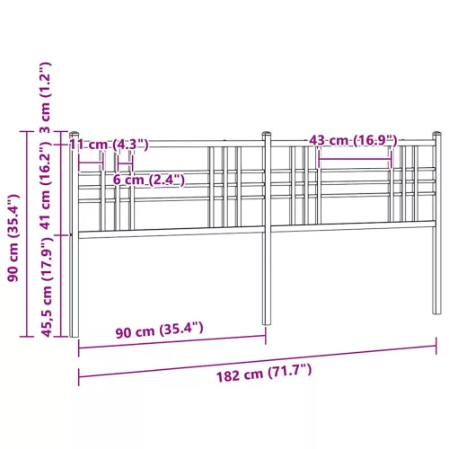  fekete fém csere fejtámla 180 cm