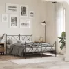  fekete fém ágykeret fej- és lábtámlával 137 x 190 cm