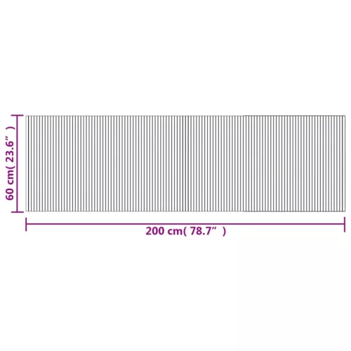  négyszögletű sötétbarna bambusz szőnyeg 60 x 200 cm