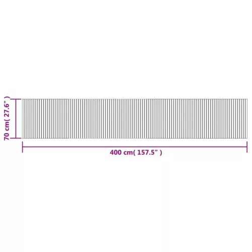 négyszögletű sötétbarna bambusz szőnyeg 70 x 400 cm