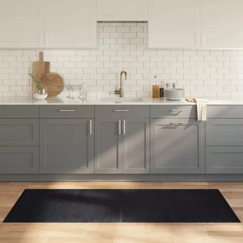  négyszögletű fekete bambusz szőnyeg 80 x 200 cm