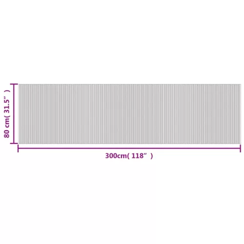  négyszögletű fekete bambusz szőnyeg 80 x 300 cm