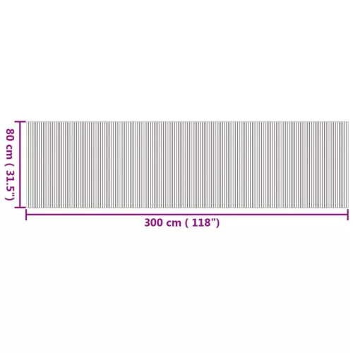  négyszögletű természetes bambusz szőnyeg 80 x 300 cm