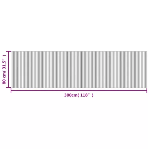  négyszögletű sötétbarna bambusz szőnyeg 80 x 300 cm