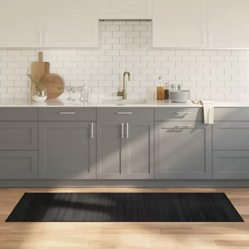  négyszögletű fekete bambusz szőnyeg 70 x 200 cm