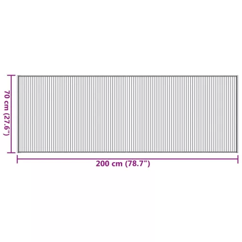  négyszögletű sötétbarna bambusz szőnyeg 70 x 200 cm