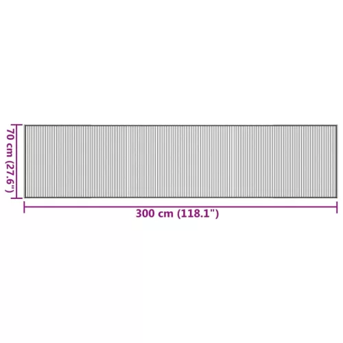  négyszögletű fekete bambusz szőnyeg 70 x 300 cm