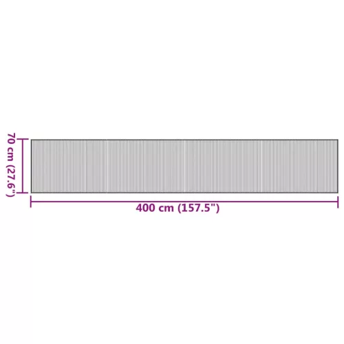  négyszögletű sötétbarna bambusz szőnyeg 70 x 400 cm