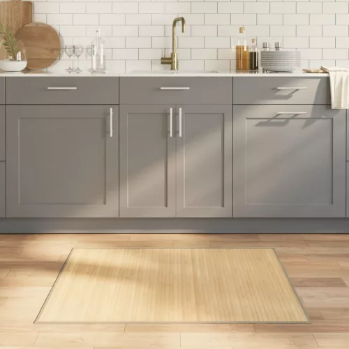  négyszögletű világos természetes bambusz szőnyeg 80 x 100 cm