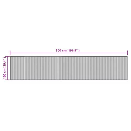  négyszögletű szürke bambusz szőnyeg 100 x 500 cm