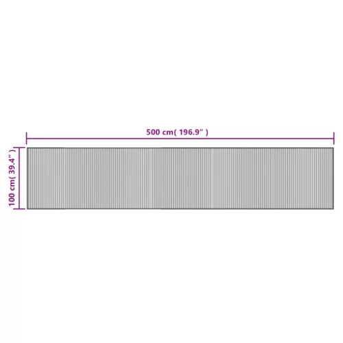  négyszögletű sötétbarna bambusz szőnyeg 100 x 500 cm