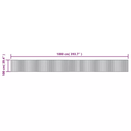  négyszögletű szürke bambusz szőnyeg 100 x 1000 cm