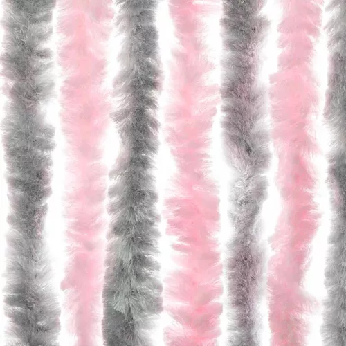  ezüstszürke és rózsaszín zsenília rovarfüggöny 56 x 200 cm