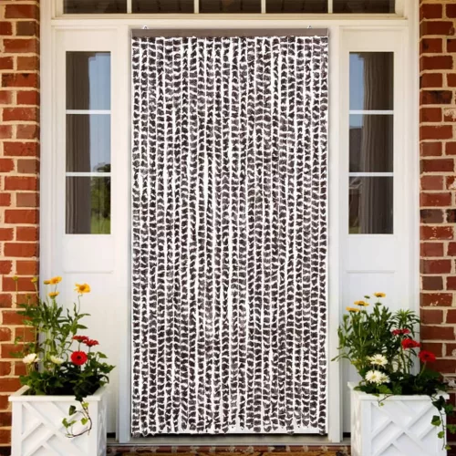  barna és fehér zsenília rovarfüggöny 100 x 230 cm
