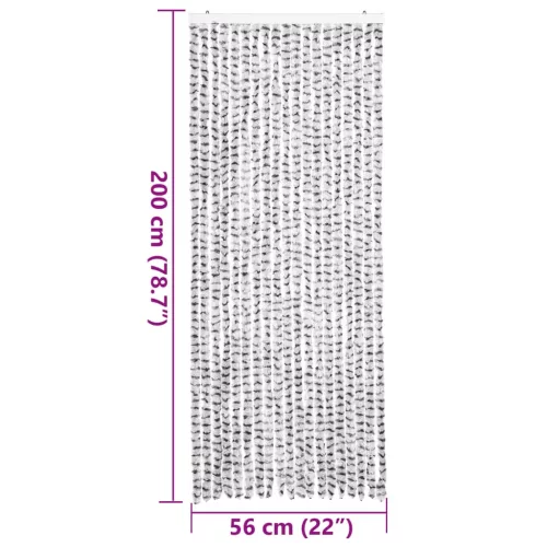  világosszürke és sötétszürke zsenília rovarfüggöny 56 x 200 cm