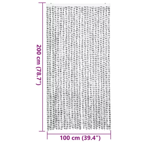  világosszürke és sötétszürke zsenília rovarfüggöny 100 x 200 cm