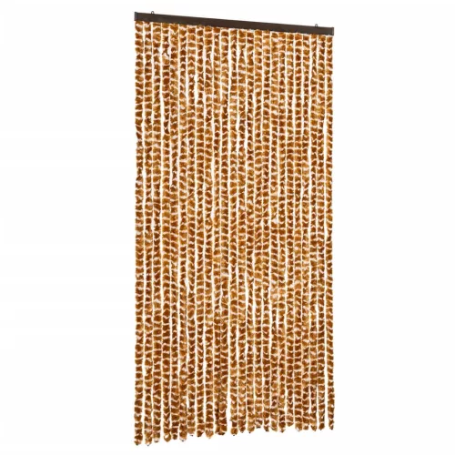  okkersárga és fehér zsenília rovarfüggöny 100 x 200 cm