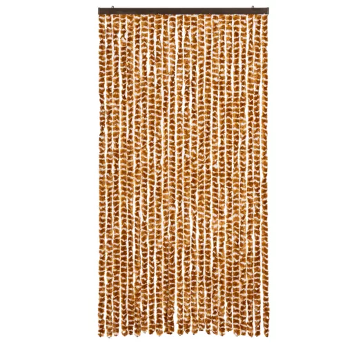  okkersárga és fehér zsenília rovarfüggöny 100 x 200 cm