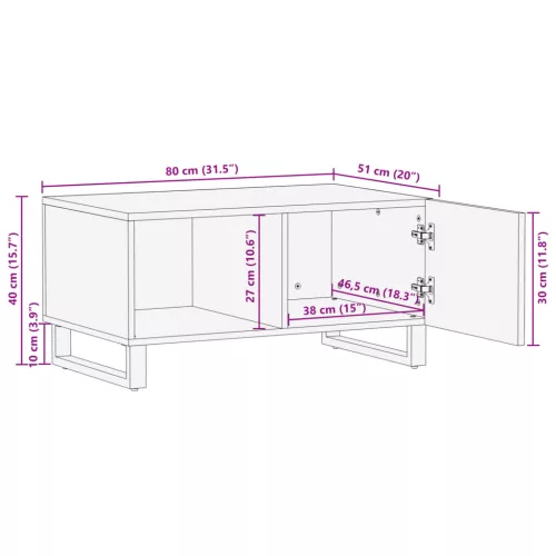  tömör akácfa dohányzóasztal 80 x 51 x 40 cm