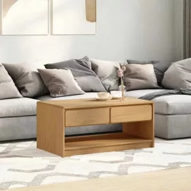    SAUDA tölgyszínű tömör fenyőfa dohányzóasztal 99 x 55 x 45 cm