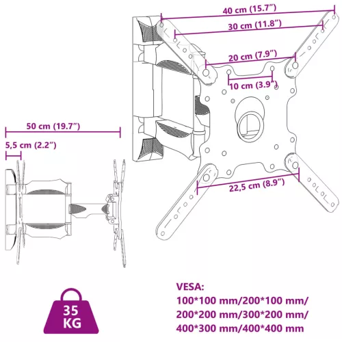  fali TV-állvány 32-55" képernyőhöz max VESA 400 x 400 mm 35 kg"