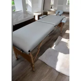   discontmania pink 2-zone wooden massage bed with carry bag - 2104S
