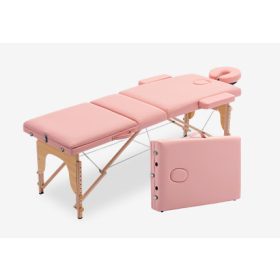 3-zone light pink wooden massage table
