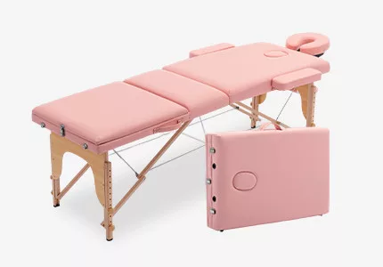 3-zone light pink wooden massage table