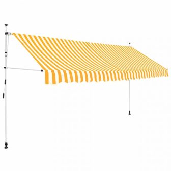 VID Manuális feltekerhető napellenző - 400 cm - sárga fehér csíkokka