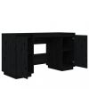 VID tömör fenyőfa íróasztal fekete 140 x 50 x 75 cm