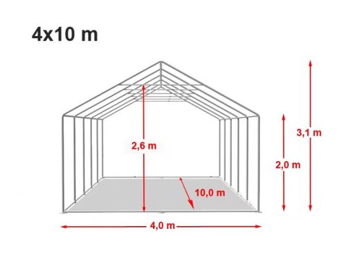 TP PREMIUM 4x10m raktársátor, PVC 750 ponyvával, szürke