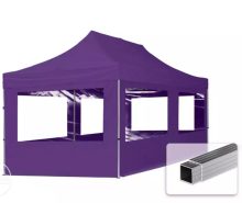   Professional összecsukható sátrak ECO 300 g/m2 ponyvával, alumínium szerkezettel, 4 oldalfallal + 6 ablakkal - 3x6m lila