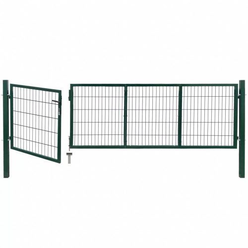 VID zöld acél kerti kerítéskapu póznákkal 350 x 100cm