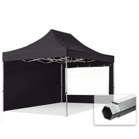   TP 3x4,5m összecsukható 800N alumínium pavilon, 2 db oldalfallal - fekete