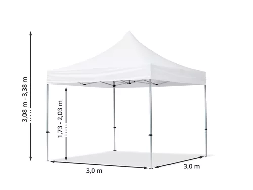 TP 3x3m összecsukható alumínium pavilon, 4 db oldalfallal - kék