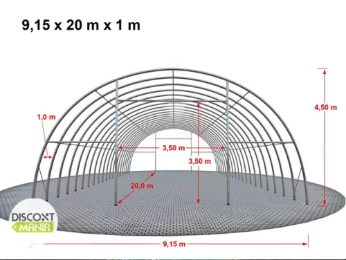 TP HIGHLANDER 9,15x20m erősített ipari sátorcsarnok / mezőgazdasági sátor nehezen éghető PRIMEtex 2300 ponyvával