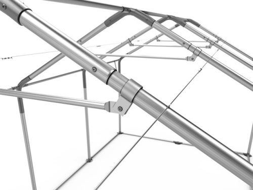 TP 5x12m 2,6m oldalmagas extra erősített rendezvénysátor, PVC 1400 - tűzálló - fehér