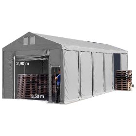   TP Vario 6x12m 3m oldalmagas raktársátor, bejárat típusa: felhúzható