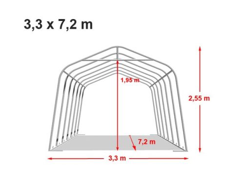 TP 3,3x7,2m ponyvagarázs, PVC 800N ponyva - zöld