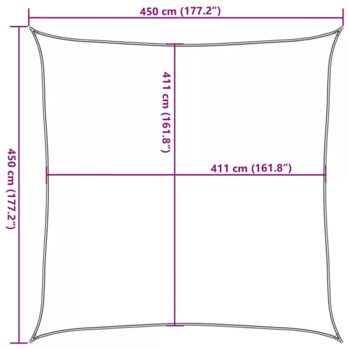  szürke 100% poliészter oxford szövet napvitorla 4,5x4,5 m