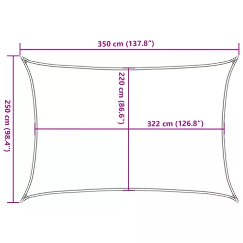  homokszínű 100% poliészter oxford szövet napvitorla 3,5x2,5 m
