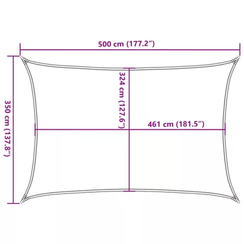  homokszínű 100% oxford szövet napvitorla 5x3,5 m