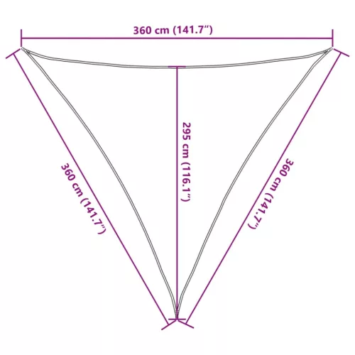  100% poliészter oxford szövet napvitorla 3,6x3,6x3,6 m