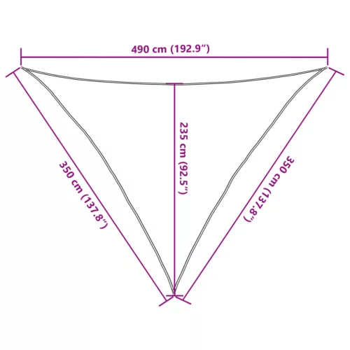  szürke 100% poliészter oxford szövet napvitorla 3,5x3,5x4,9 m